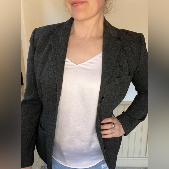 Ralph Ralph Lauren Vintage Union Blazer Gray Herringbone 3 Button Women’s Sz 8 - Picture 3 of 12